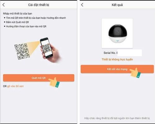 Thêm thiết bị bằng quét QR code hoặc nhập mã series.