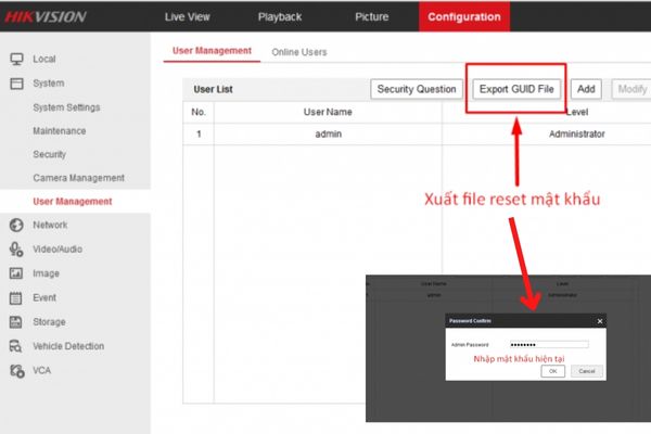 Reset password đầu ghi bằng trình duyệt Web